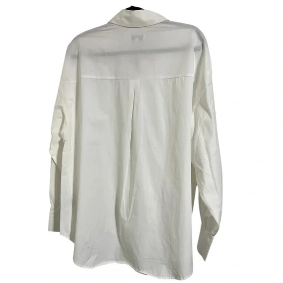 **SOLD Oat New York 100% Cotton Crisp White Snap down Oversize Blouse - Picture 2 of 5